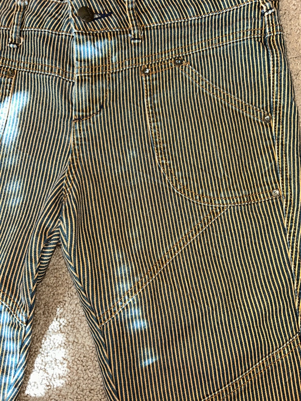 Free People Skinny Jeans in Navy and Cream Stripe